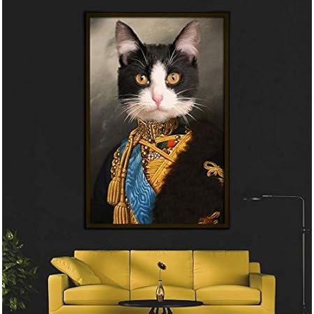 Tete D Animal Corps Humain Affiche Imprime Cerf Chat Chien Portrait Toile Art Peinture Nordique Mur Art Photo Salon Bureau Decor A La Maison 40 60 Cm Sans Cadre Amazon Fr Cuisine
