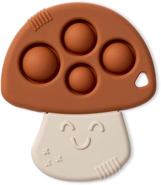 Sensory Popper Toy - Itzy Pop Toy Features Raised Textures to Soothe Sore Gums; Relieves Stress and Improves Fine Motor Skills; Can Attach to a Bag or Pacifier Strap; Mushroom