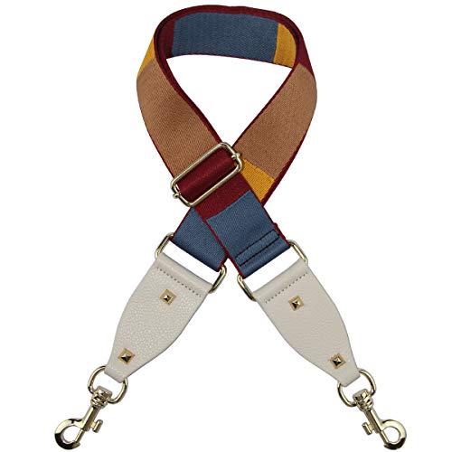 Image of Duwi Wide Purse Strap Multicolor Striped Guitar Style Strap Adjustable Canvas Crossbody Bag Strap