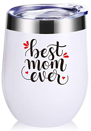 Mothers Day Gifts.Best Mom Ever 12 OZ Wine Glasses Tumbler.Mom Birthday Gifts,New Mommy