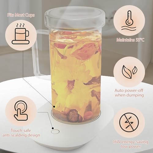 FLFK 20 oz Glass Coffee Mug with USB Cup Warmer,Heated Mug Warmer for Coffee & Tea,Portable USB-Powered Desk Glass Cup Heater for Office. - image 3