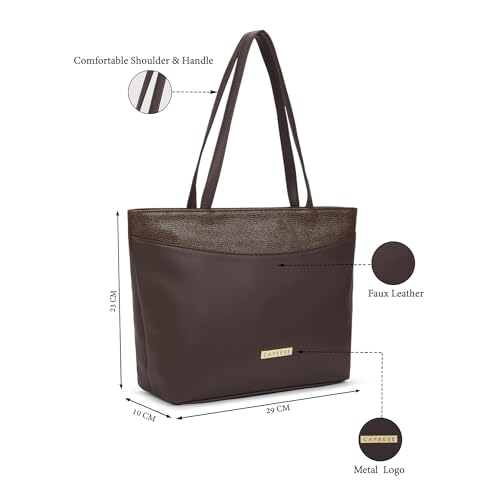 Image of Caprese Fergi Medium Tote Bag for Women | Stylish, Durable, Multi-Compartment Design for Work, Travel, Shopping | Large Capacity, Comfortable Straps, Ideal for Tab & Essentials