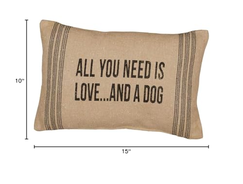 Primitives-by-Kathy-Vintage-Flour-Sack-Style-Throw-Pillow-15-by-10-Inch-All-You-Need-is-Love-and-a-Dog Primitives by Kathy Vintage Flour Sack Style Throw Pillow 15 by 10 Inch All You Need is Love and a Dog