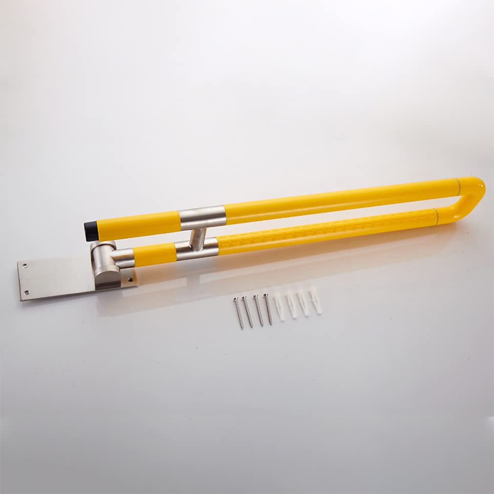 Barras De Sujeción Barra De Apoyo Abatible WC Manija de Soporte Marco de Seguridad Pared Soporte Agarraderas baño Barra abatible inoxidable Para Ancianos discapacitados (60cm,Blanco)