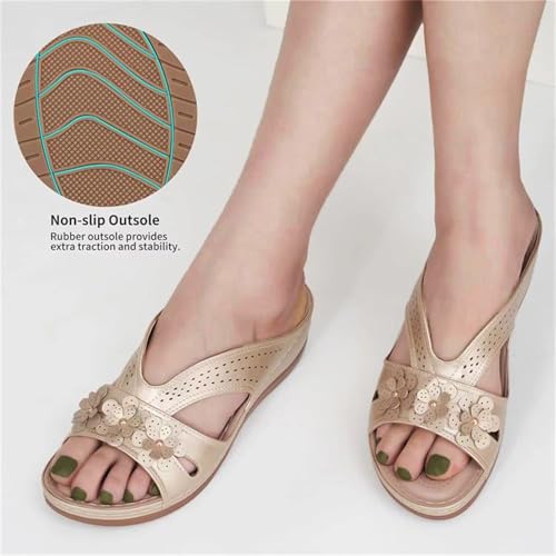 Women's Slippers Comfortable Wedge Sandals with Arch Support Summer Casual Fish Mouth Open Toe Slip-on Slipper Flower Hollow Platform Slides4