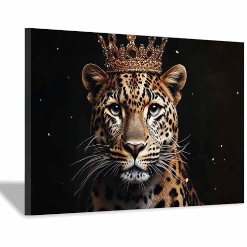 Cuadro de impresión artística de leopardo BOHUO con elegante marco dorado de 20x30cm