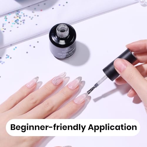 Image of Beetles Silver Gel Nail Polish - Silver Party, 15ml Glitter Gel Polish, Soak Off UV LED Needed Nail Art Manicure Salon DIY Design at Home Summer Gifts for Woman