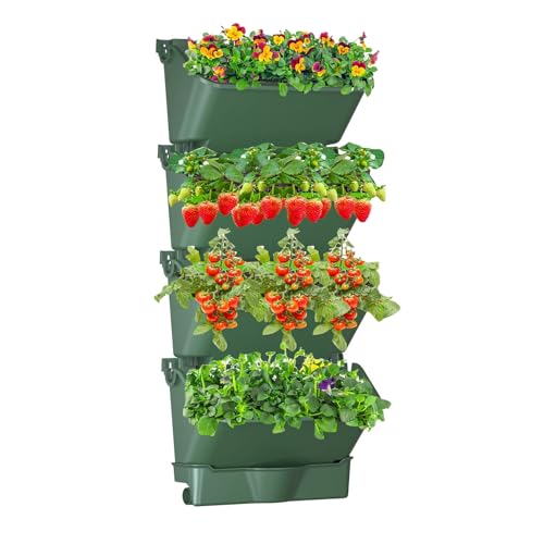 TTSITG 4 Packs Vertical Wall Planter, Self-Watering Wall-Mounted Planter Indoor/Outdoor Decor,...