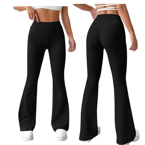 2 Pack Women’s Flared Trouser High Waist Bootcut Pants – Black Ribbed Stretch Trousers 29"/31" Lengths | Twin Pack Flare Work Slack Women Gym Office Pull Up Bootleg Yoga Bottoms- Black 14W/29L - Image 6