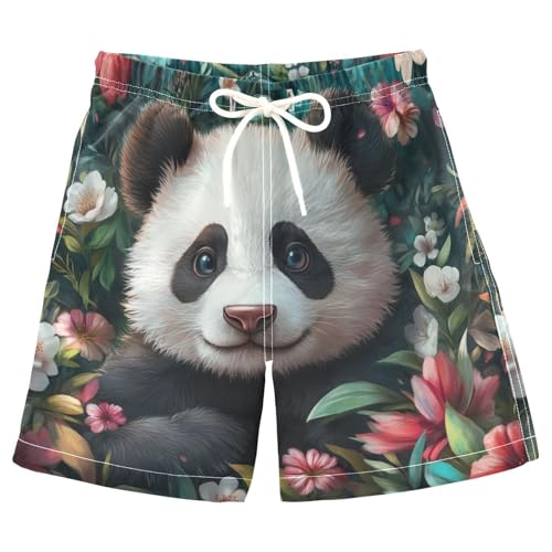 Boys Beach Board Shorts Real Panda Floral Swim Trunk Teen Swimwear 8-16Y Multicolor