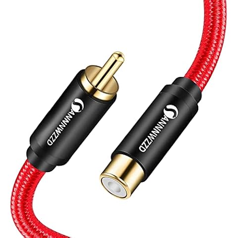 ANNNWZZD RCA Extension Cable,1RCA Male to Female Cable Heavy Duty Digital Coaxial Audio Cable for Home Theater, HDTV, Amplifiers, Hi-Fi Systems (1M) Cover
