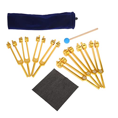 ObuMi Juego De Diapasón, con Bolsa De Paño De Limpieza De Martillo De Silicona, Regalo For Profesores De Yoga Budistas, For Meditación, Terapia De Curación con Sonido, Yoga