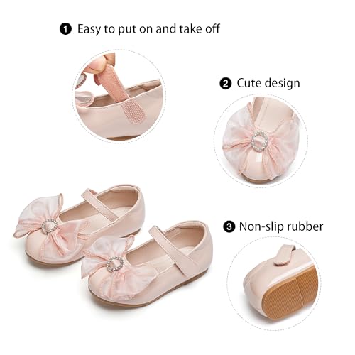 Image of GINFIVE Toddler Girls Dress Shoes Little Girls Mary Janes Ballerina Flats Shoes Toddler