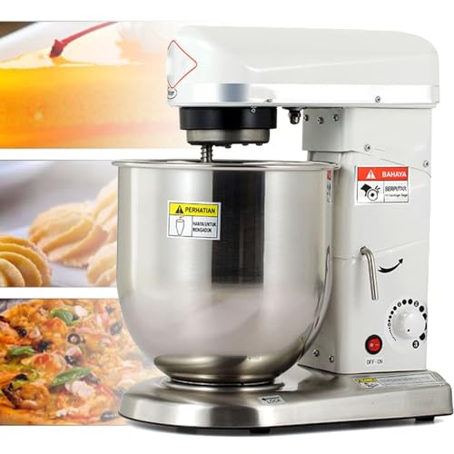 Hydravex Commercial Stand Mixer, Household Food Mixers for Baking with Bowl, 10L Kitchen Mixers, 3-In-1 Bread Dough Cake Mixer with Dough Hook, Stainless Steel Bowl, Whisk Flat Beater,White