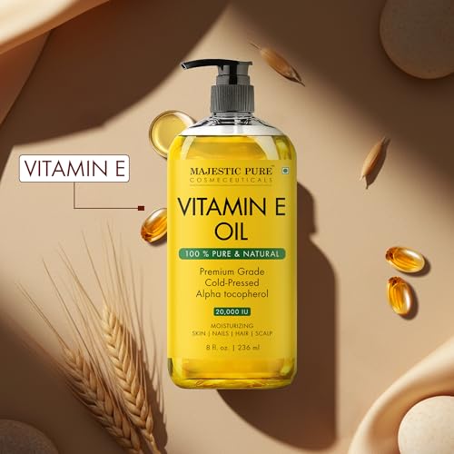 Majestic Pure Oil - 100% Pure and Natural- Cold Pressed & Hexane Free Natural Hair Growth Oil for Eyelashes, Eyebrows, Skin, Body, Face, Nails & Scalp - Vitamin E Oil 8 Fl Oz - Image 6