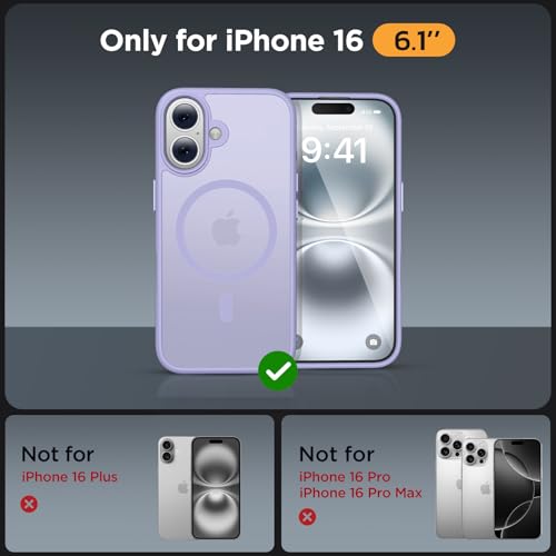 Image of Miracase Magnetic Series for iPhone 16 Case [Compatible with MagSafe] Military-Grade Protection, Anti-Fingerprint, Slim Phone Case for iPhone 16 6.1 inch - Light Purple