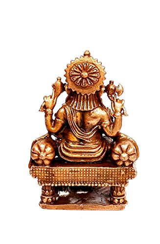 Image of Copper Idols of god Ganeash with Prabhavalli, 2.5 inch,160 Gram, Patina Antique Finish, Pack of 1 Piece