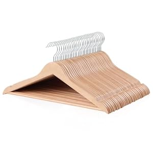 Amazon Basics Wood Suit Clothes Hangers, 30-Pack, Natural