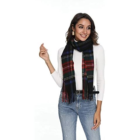 Viamulion 100% Wool Scarf Elegant Collection Wool Solid Plaid Scarf. Cover