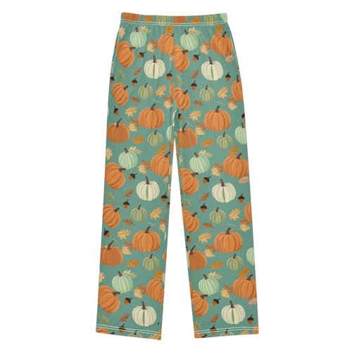 Pajama Pants Lounge Sleep PJ Bottoms Sleepwear Elastic Waist Drawstring S Pumpkin Pinecone