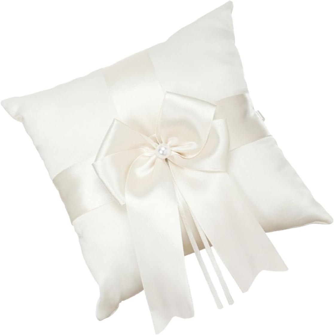 Luxshiny Wedding Ring Cushion Bowknot Ring Bearer Pillow Satin Fabric for Bridal Ceremony and Engagement Party