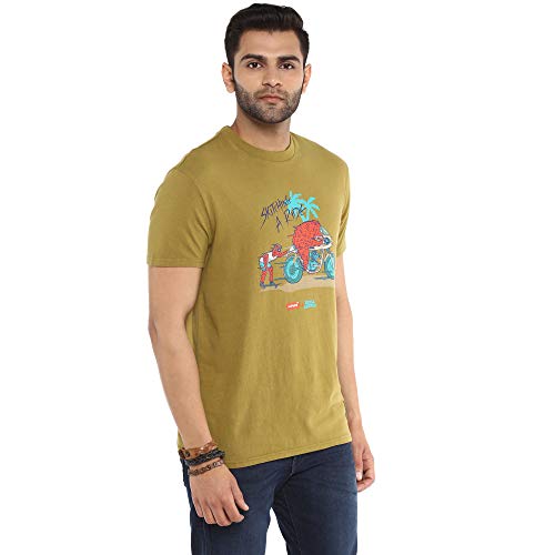 Image of Royal Enfield Men X Levi's Skitching A Ride Relaxed Fit T-Shirt Olive L (Rlatsm000842)