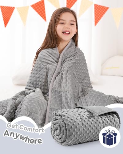 Image of Kivik 3 lbs Weighted Blanket, Cooling Soft Minky Dotted Heavy Blankets Throw for Better Relaxing & Sleeping, Machine Washable, 36x48 Inches, Grey