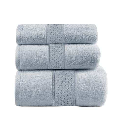 KADDU 3 Pieces Towels for Bathroom Shower Towels Plush Bath Bath Sheets and Washcloths Sets for Adults,Highly Absorbent and Durable-Towel Set in Three Sizes,Suitable for Bathrooms Pools Salon (Gray)