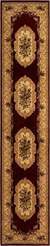 Rugs.com Chateau Collection Rug – 3' x 16' 5 Runner Red Medium Rug Perfect for Hallways, Entryways