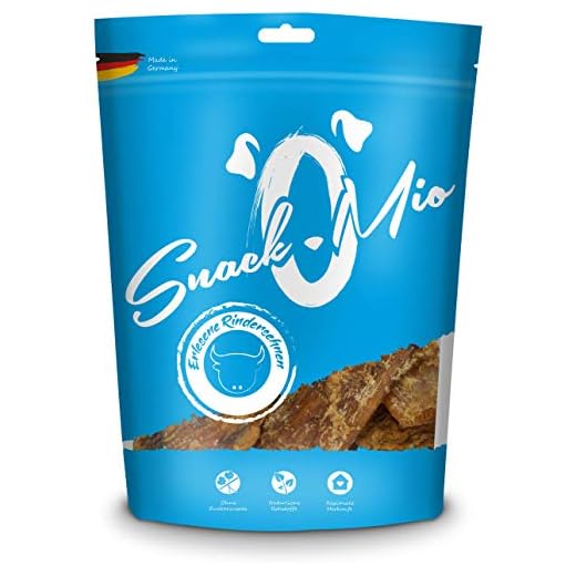 SnackOMio Snack de Calidad para Perros, refinados tendones de Vacuno, sin Cereales, 1 envase (1 x 1 kg)