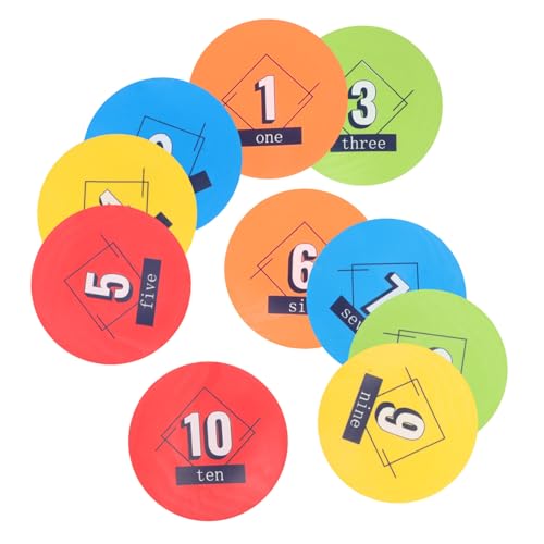 GANAZONO Versatile 1-10 Numbered Spot Discs Soccer Practice Logo Discs Flat Markers Sports Training Equipment Circular Markers for Field Marking Agility Exercises