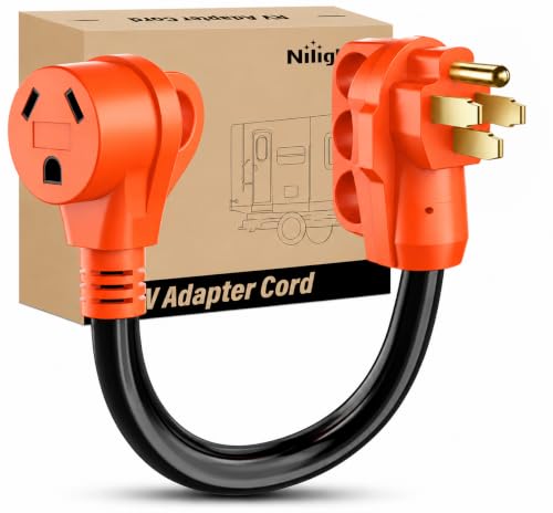 Nilight 50 Amp to 30 Amp RV Plug Electrical Adapter Cord Dogbone 18 Inch