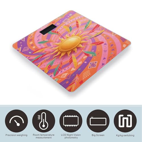 Báscula digital de baño Retro Boho Sun para cuerpo LCD miniatura 3