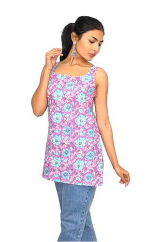Image of JAIPUR HAND BLOCK Sleeveless Broad Neck Kurti Top S22SF