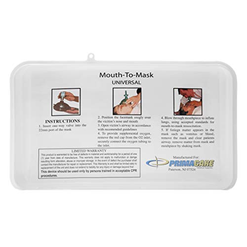Primacare Kc-1010 Cpr Rescue Mask Resuscitation Kit For Adult & Child With A One-Way Valve Mouth To Mouth For Supplemental Oxygen] Wall Mount/Carry Case Included #TOP3