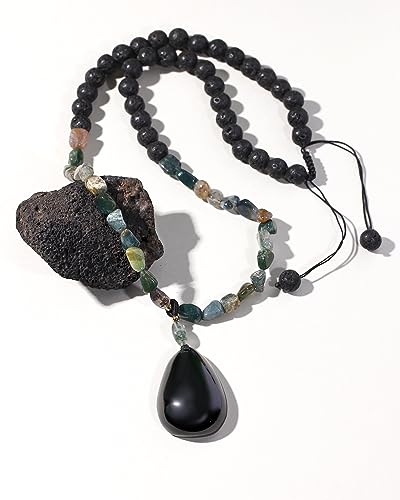 Collier agate mousse et obsidienne contre le stress du quotidien - 5