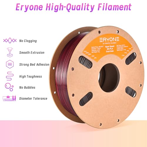Image of ERYONE Silk Filament PLA+ 1.75mm Shiny 3D Printer Filament, Multicolor PLA 2 in 1, 1kg (2.2LBS) /Spool, HS Silk Dual Color Black & Red