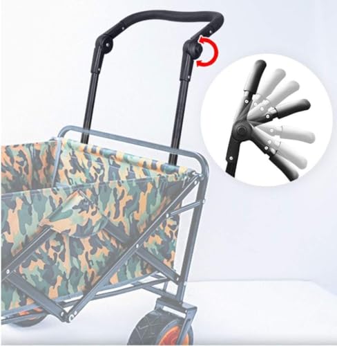 Carretilla plegable para jardín con ruedas silenciosas de goma de 8 pulgadas, frenos dobles, bolsillo desmontable para lavado de autos y cinturón de seguridad para mascotas para viajes, camping y conciertos miniatura 3