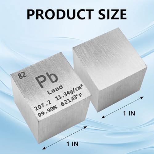 Stpctou ST-PB-XL Lead Cube Pure Metal High Density Cube Laser Engraved Cube For Element Collection Lab Material Periodic Table Of Elements Collection Diy Teacher Science Creative Gift thumb #1
