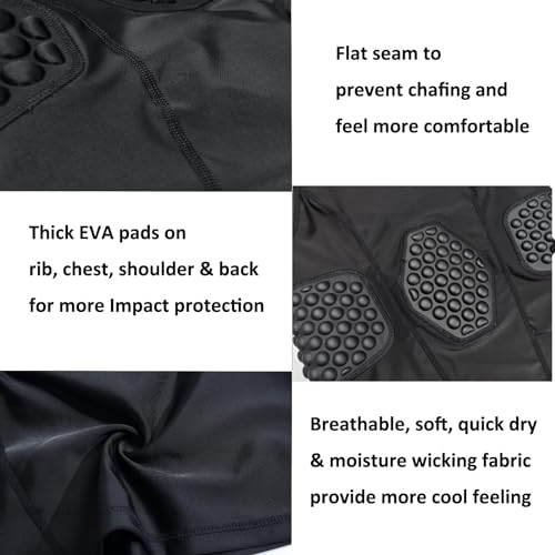 Topeter Camiseta masculina de compressão acolchoada de basquete, camiseta protetora de goleiro para