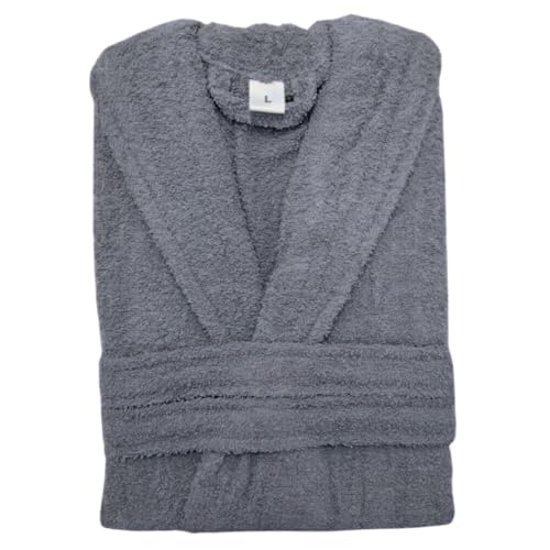 COMERCIAL CANDELA FELPUDOS Y ALFOMBRAS Albornoz de Algodón 450g Unisex para Baño – Suave, Absorbente y Cálido, Disponible en 7 Colores y 5 Tallas con Cinturón y Bolsillos (Gris Antracita, XL)