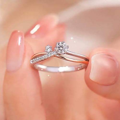 925 Sterling Silver Shiny CZ Interweave Ring for Women Luxury Twisted Cubic Zirconia Promise Rings CZ Diamond Multi Row Band Ring for Her Eternity Engagement Wedding BirthdayJewelry Gift Size 6-92