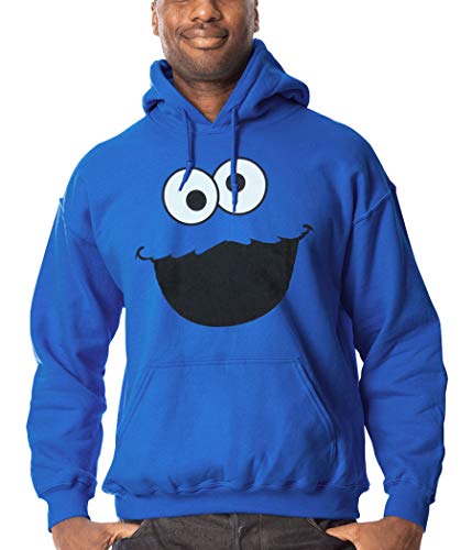 Cookie Monster Face Adult Hoodie-Large Royal Blue