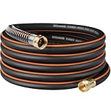WILAWELS 30FT x 5/8" Rubber Garden Hose, Heavy Duty Garden Water Hose, 300 PSI Working, 1000 PSI Burst, Swivel Handle with Stainless Steel Ring, 5-Layer Braided, All-Weather Outdoor Use, BG30GH06