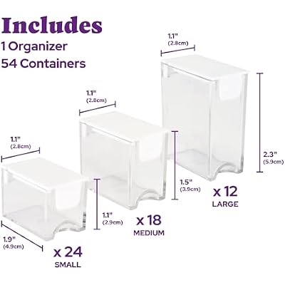DIAMOND ART CLUB Diamond Painting Storage Organizer - 54 Premium Containers For Diamond Or Bead Storage - Portable, Stackable & Multi-Size Craft Organizers, Essential Diamond Painting Accessories