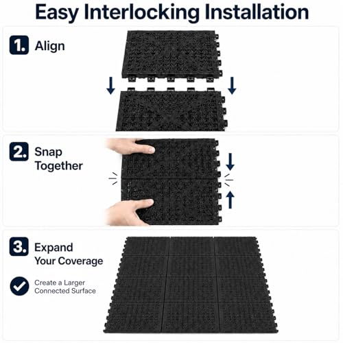 Innconee 12 Pcs Horse Stall Mat 4 x 5.27 ft Plastic Stable Mat Interlocking by Innconee - Image 6
