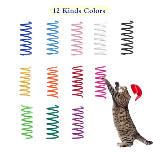 image for Kitys Fatch 12PCS 12Colors Cat Spring Toys for Indoor Cats, Interactiv