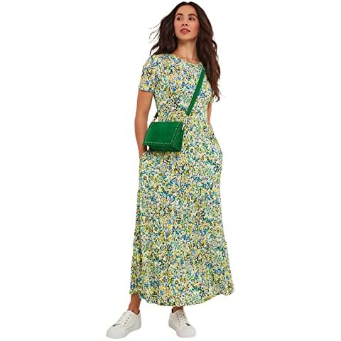Joe Browns Vestido Midi de Punto de Manga Corta con Cintura caída Informal, Verde Cover