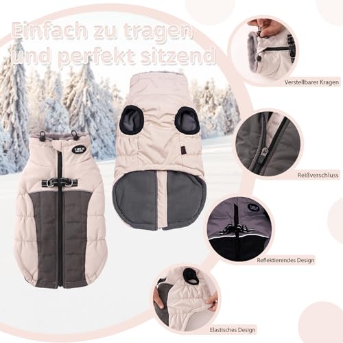 Savlot Hundejacken für den Winter Winddicht Wasserdicht 2 in 1 Outfit Kaltwettermantel Hundewestengeschirr Welpen Winter Warme Jacke Kleines (M, Weiß)