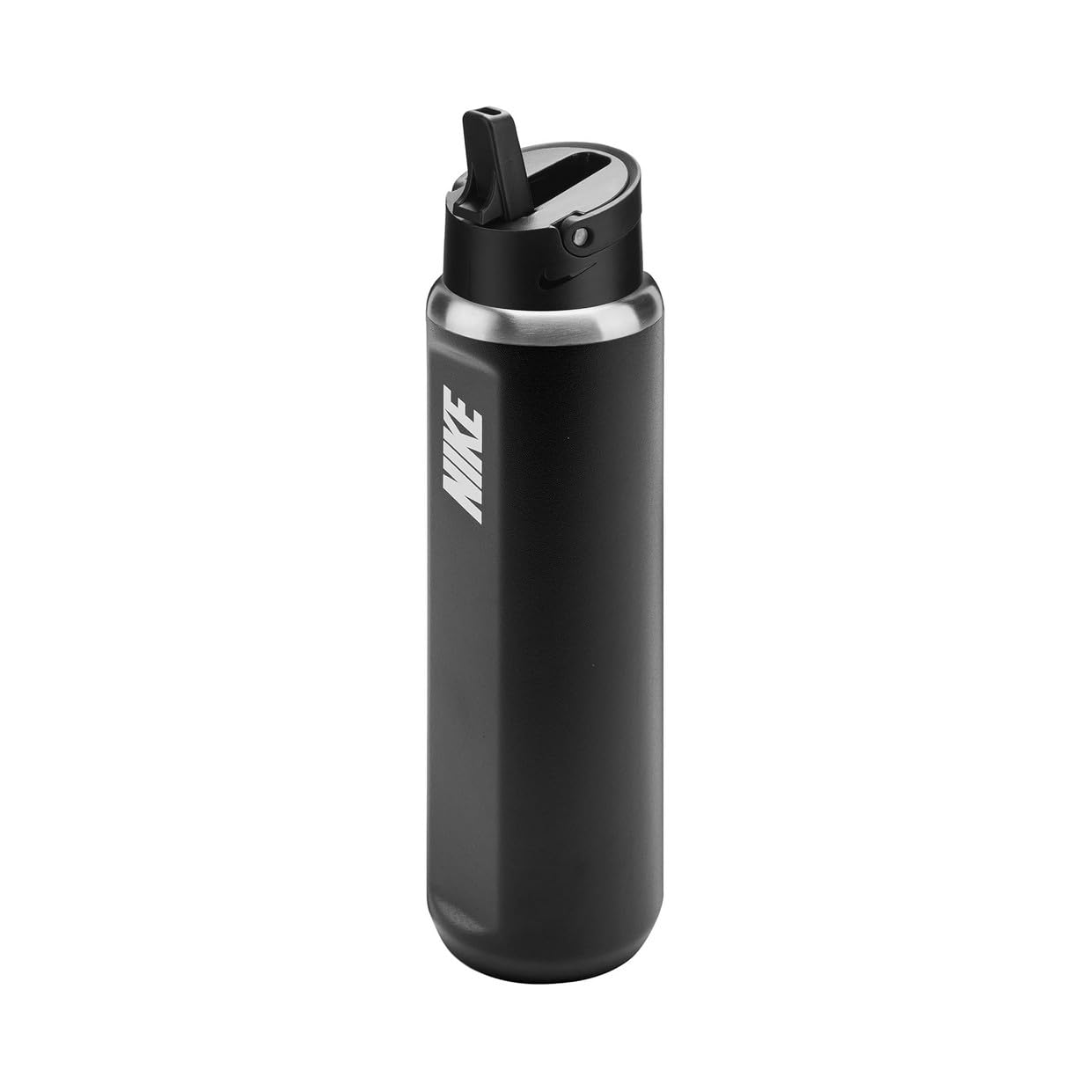 Nike SS Recharge Straw Bottle 24oz 709 ml Edelstahl Trinkflasche Sportflasche Training Fitness mit Strohhalm, Black/Black/White